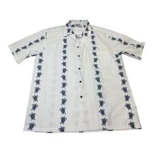 Pacific Legend Apparel Made in Hawaii USA 100% Cotton Blue White Turtles Size XL